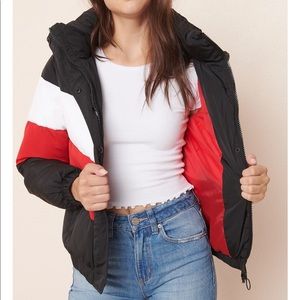 Colourblock Red White Blue Puffer Jacket